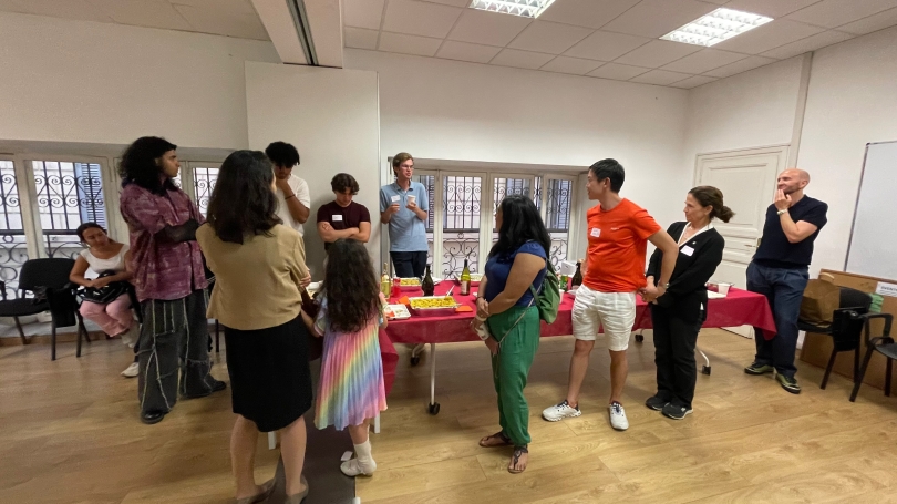 Staff and students gather at the Rome Center