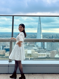 Grace Lu atop a London building on her UCL exchange program.